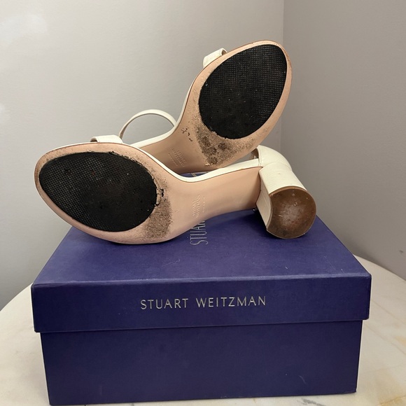 Stuart Weitzman 75 Less Nudist Sandal | size 7.5 color white genuine leather - Picture 4 of 4